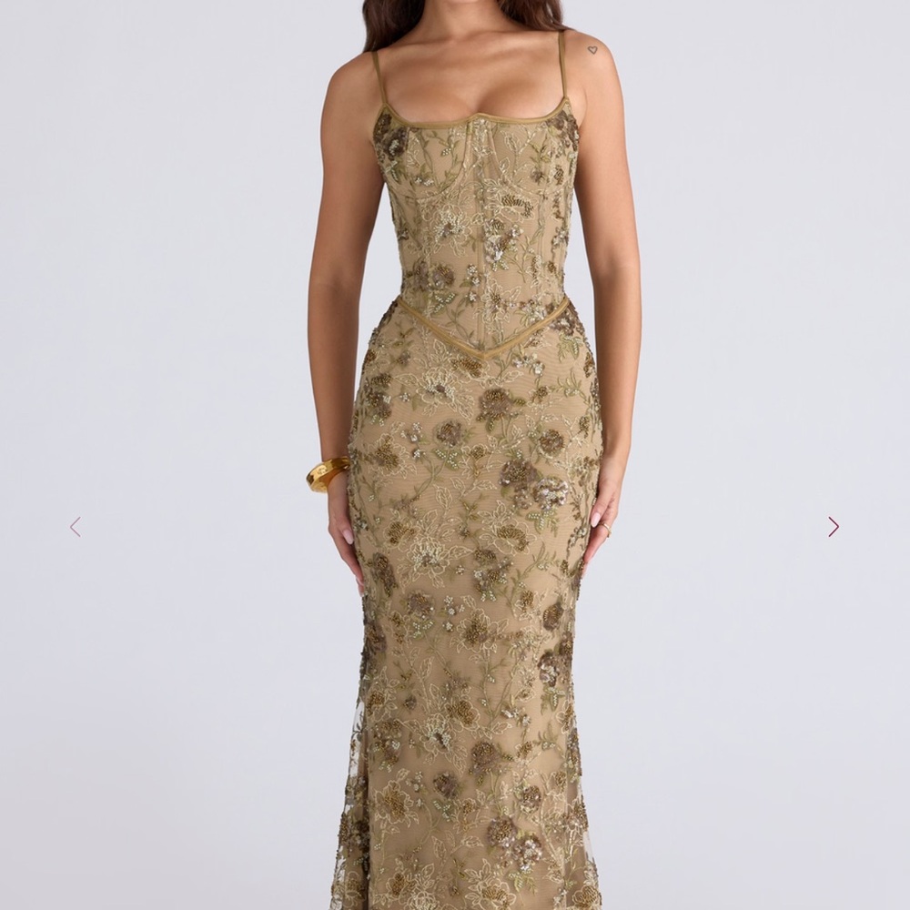 House of CB Gold Floral Gown